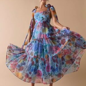 Francesca’s Alahna Tie Strap Bow Dress in Blue